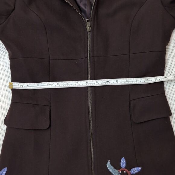 Miu Miu mocha brown authentic longline zipup floral embroidered wool coat eu36 - Picture 13 of 17